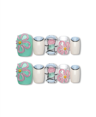 Blush Bloom · Handmade Press-On Nail