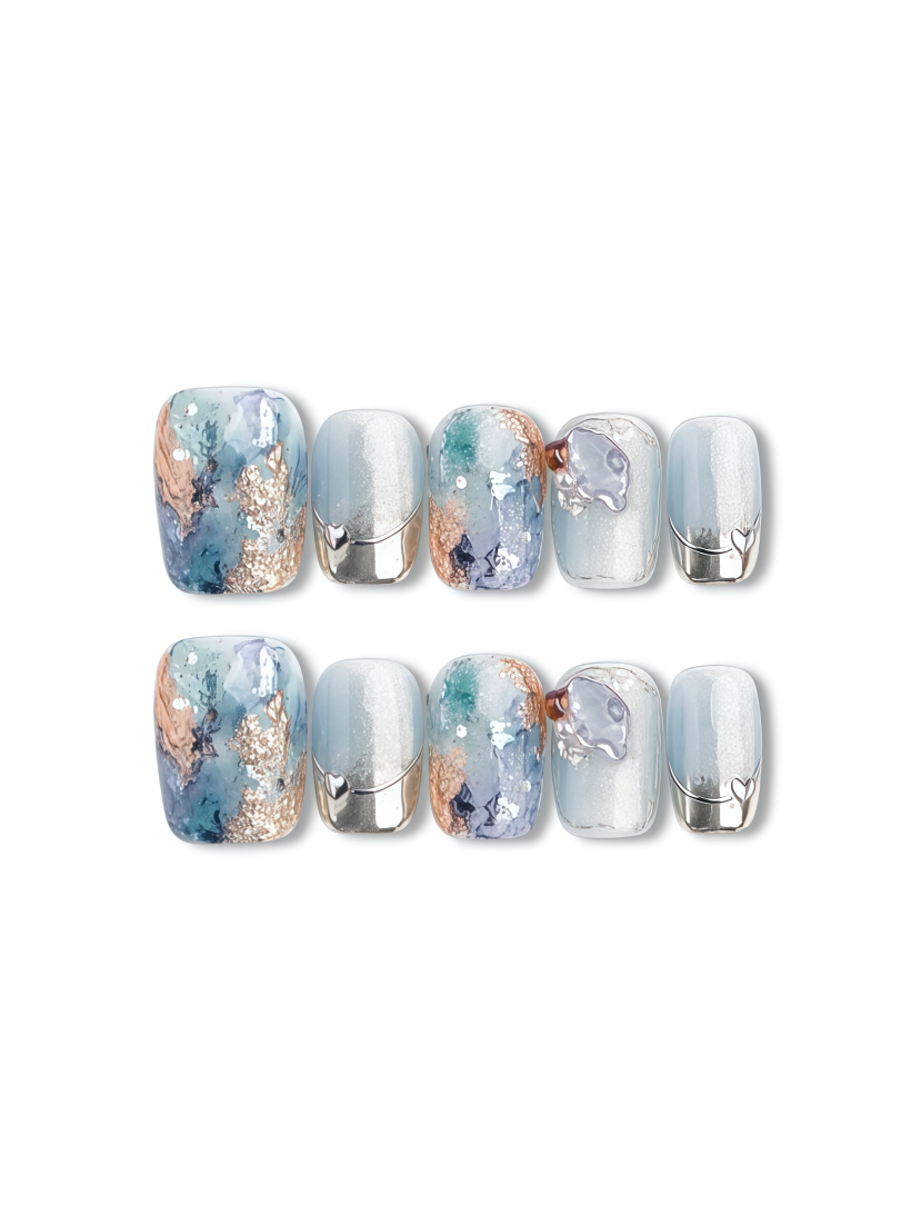Sea Glass · Handmade Press-On Nail