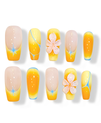 Sgraffito Sunflower · Handmade Finger Nail