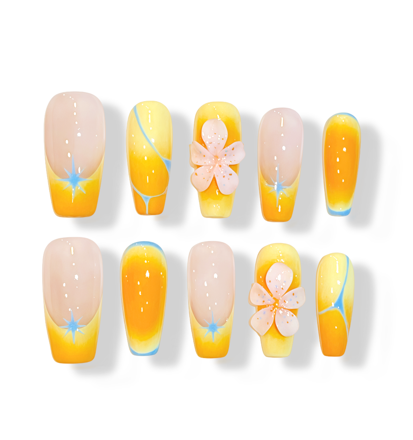 Sgraffito Sunflower · Handmade Finger Nail
